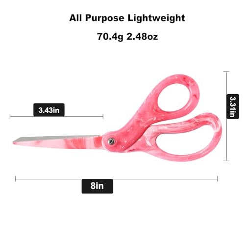 LIVINGO All Purpose Scissors - 8” Sharp Heavy Duty Fabric and Paper Shears with Gradient Pink Color Coating Stainless Steel Blade and Comfort Smooth Grip for Office Home Arts, Crafts - Image 2