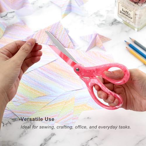 LIVINGO All Purpose Scissors - 8” Sharp Heavy Duty Fabric and Paper Shears with Gradient Pink Color Coating Stainless Steel Blade and Comfort Smooth Grip for Office Home Arts, Crafts - Image 4
