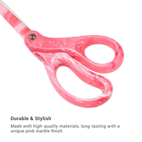 LIVINGO All Purpose Scissors - 8” Sharp Heavy Duty Fabric and Paper Shears with Gradient Pink Color Coating Stainless Steel Blade and Comfort Smooth Grip for Office Home Arts, Crafts - Image 3