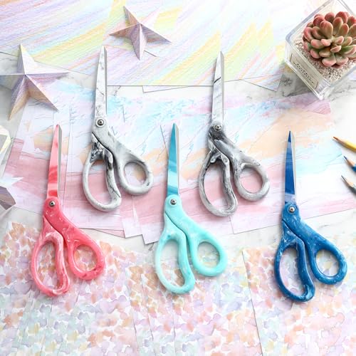 LIVINGO All Purpose Scissors - 8” Sharp Heavy Duty Fabric and Paper Shears with Gradient Pink Color Coating Stainless Steel Blade and Comfort Smooth Grip for Office Home Arts, Crafts - Image 5