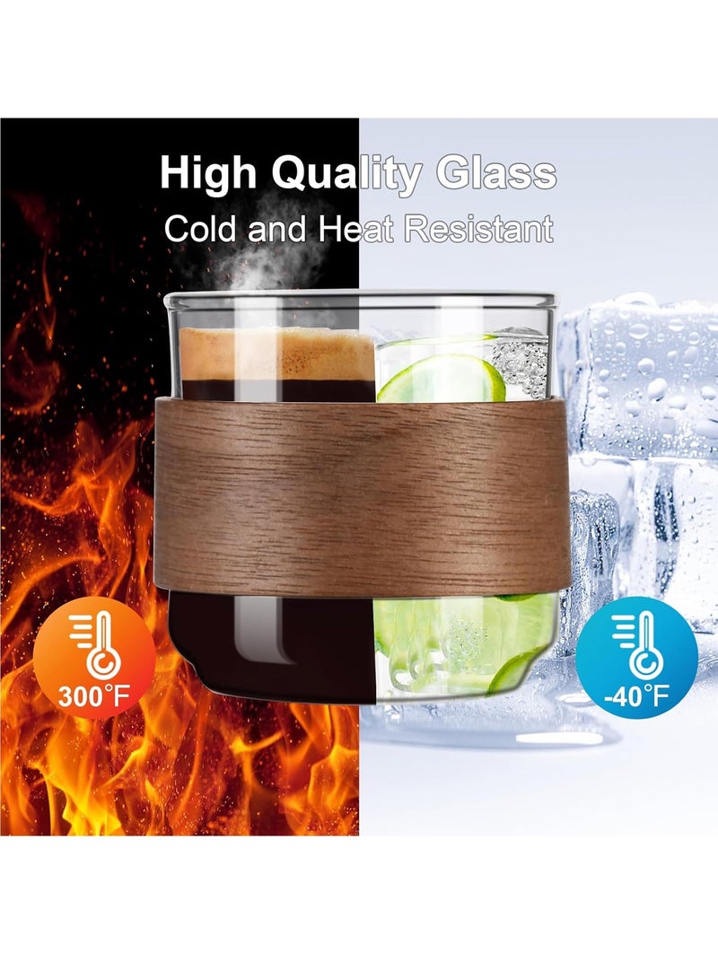 Forest Home Lightweight Glass Tea Cup with Removable Wooden Sleeve Teacup Set, High Boron Glass Coffee Mug, Tea Mug, Anti Scalding Coffee Cup 150ML Clear/Black - Image 3
