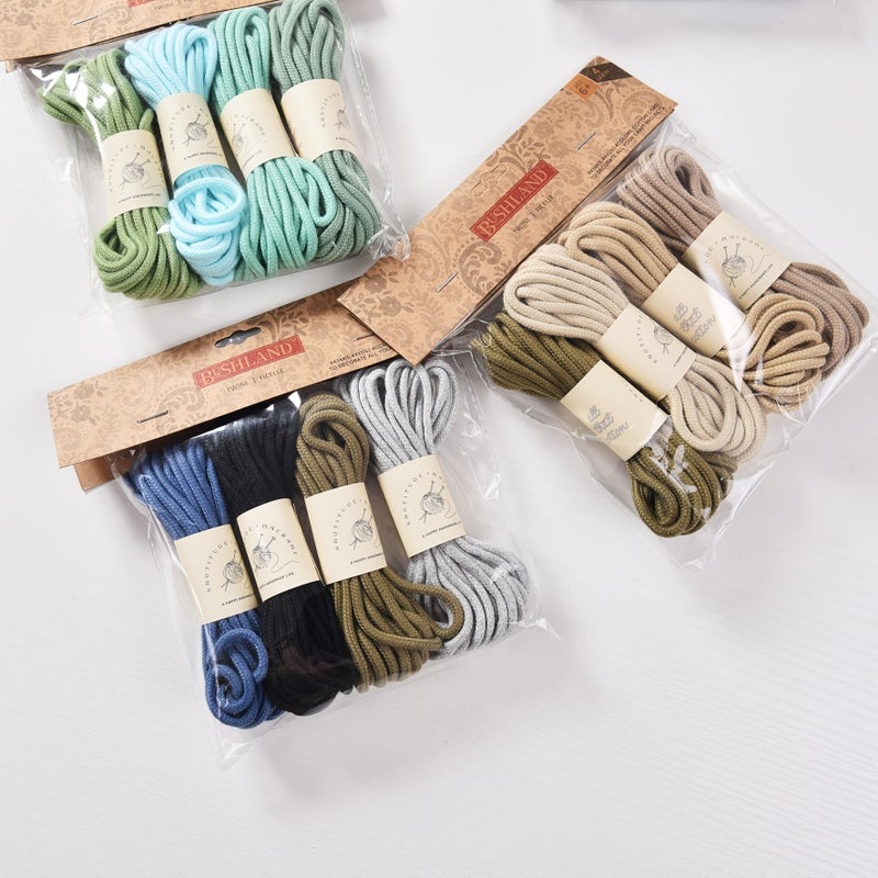 09 Aqua Combed Cotton Braided Rope 196.85 Inch Per Spool 4 Pack Total 787.4 Inch for Small Bags - Image 1