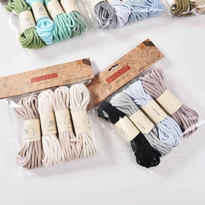 09 Aqua Combed Cotton Braided Rope 196.85 Inch Per Spool 4 Pack Total 787.4 Inch for Small Bags - Image 4