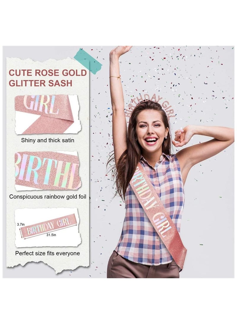 2pc Birthday Crowns for Girl,Birthday Tiara for Women Set,Princess Rhinestone Birthday Girl Headband and Ribbon Party Supplies,Gift for Kids Age 8+ - Image 3