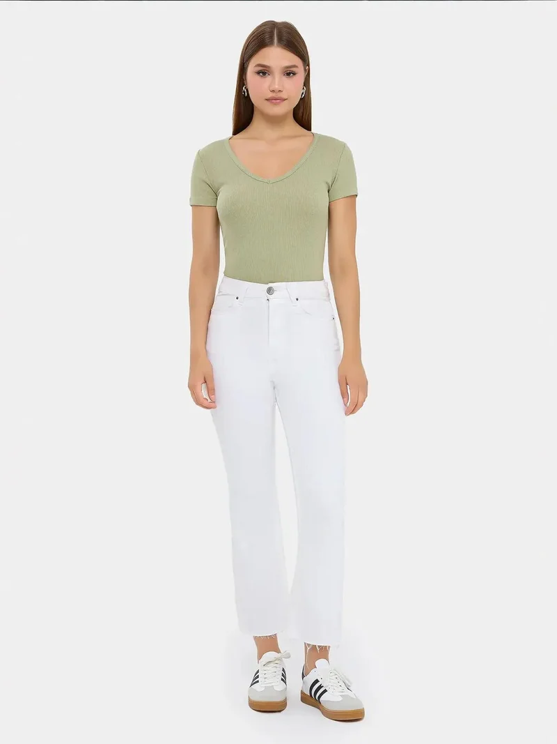 HICCUP Basic Short Sleeve V-Neck T-Shirt