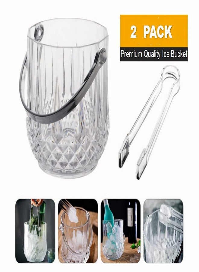 كي إن سي عبوتان من دلو الثلج الكريستالي، مبرد نبيذ محمول بمقبض وملقط ثلج للحفلات والشمبانيا والمشروبات - Image 2