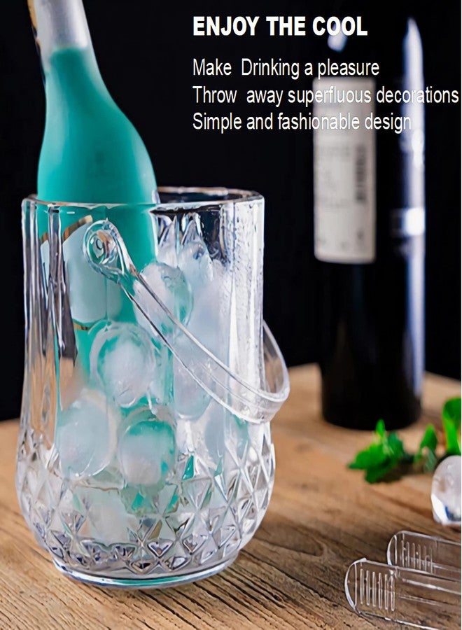 كي إن سي عبوتان من دلو الثلج الكريستالي، مبرد نبيذ محمول بمقبض وملقط ثلج للحفلات والشمبانيا والمشروبات - Image 4