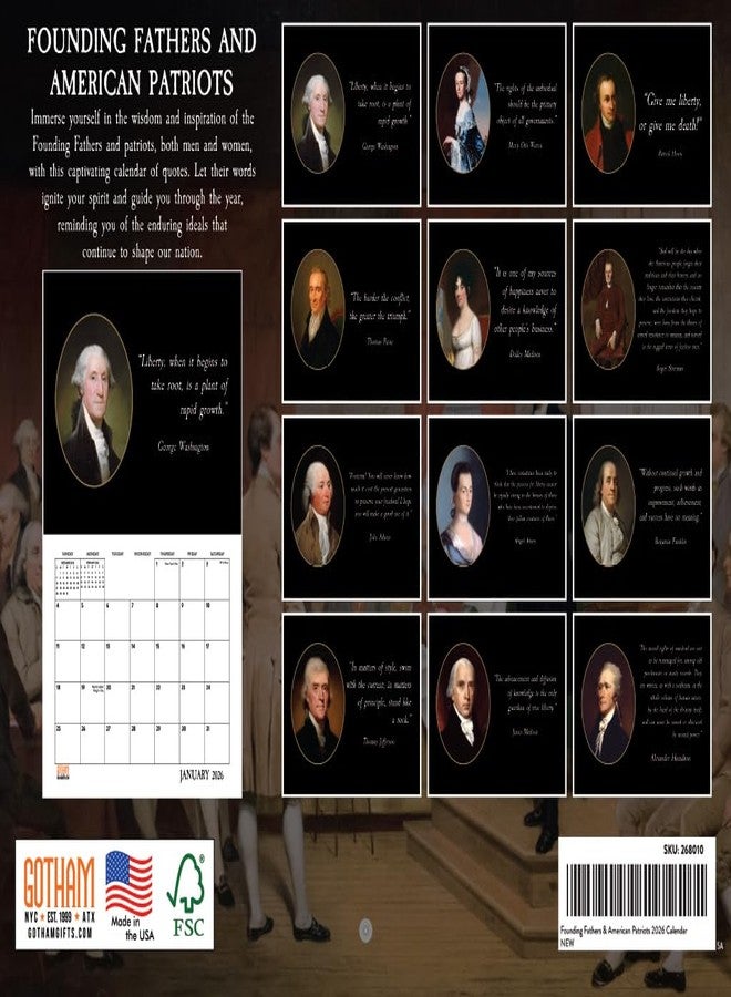 Poster Foundry Founding Fathers Calendar 2026 Patriotic American History Monthly Wall Calender 12 Month | American Made In The USA - Image 3