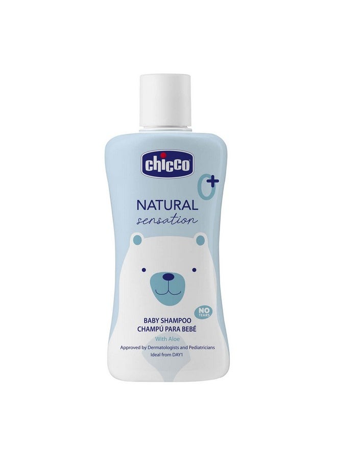 Chicco Natural Sensation Baby Shampoo With Natural Extracts Of Aloe & Sweet Almond Oil, 200Ml| Gentle On Scalp | No Tears Formula |No Harmful Ingredients |Dermatologist & Pediatrician Approved  - Image 1