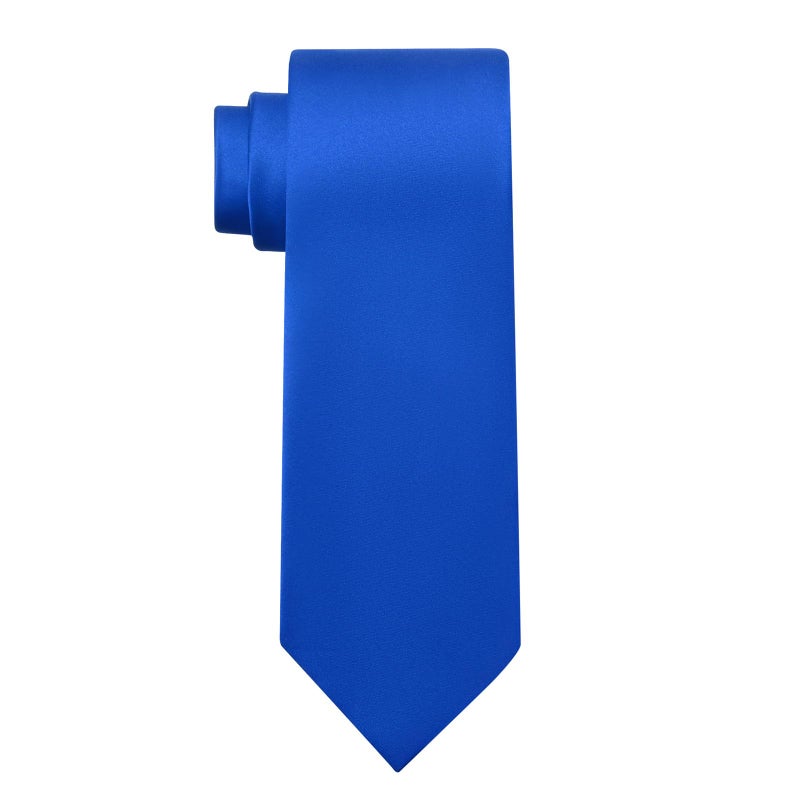 KOOELLE Men's Tie Solid Pure Color Plain Neckties Formal Royal Blue Ties For Men - Image 1