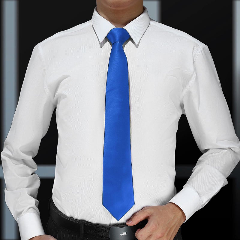 KOOELLE Men's Tie Solid Pure Color Plain Neckties Formal Royal Blue Ties For Men - Image 2