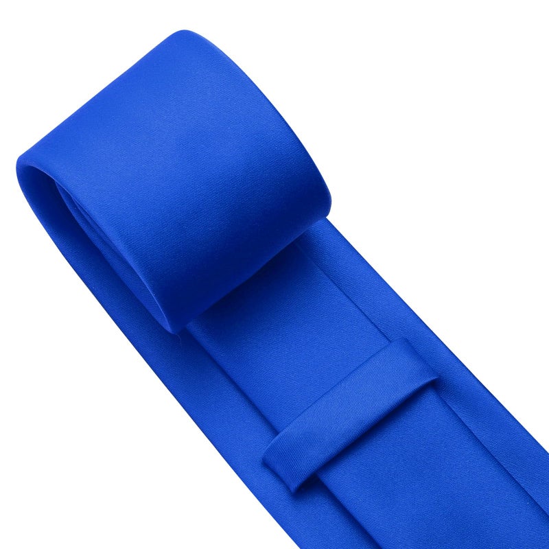 KOOELLE Men's Tie Solid Pure Color Plain Neckties Formal Royal Blue Ties For Men - Image 4