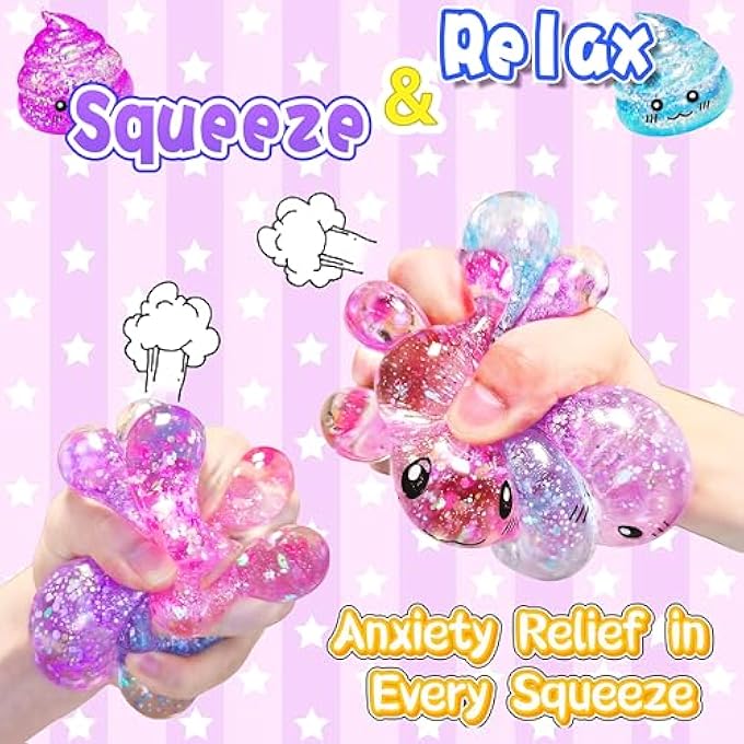 EVDERS 3 Pack Novelty Squishy Poop Stress Balls, 3 Colors Glitter Poops Sensory Joke Prank Toys Anxiety Relief Squeeze Fidget Toy Funny Poop Shape Autism Toy for Adults Teens Kids Party Favor - Image 2