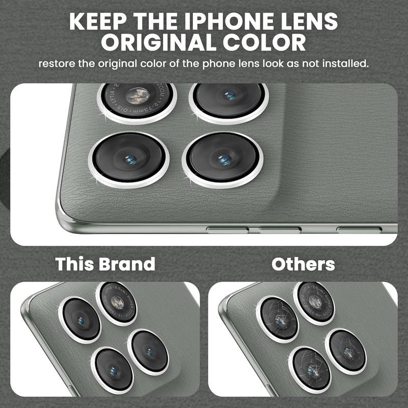FIRST MART Camera Lens Protectors for Motorola Edge 60 Pro (6.7 Inches) Tough HD Individual Aluminum Alloy Lens Ring Cover, Scratch Resistant, Thin Lens Protection| Silver, 1 Pack - Image 3