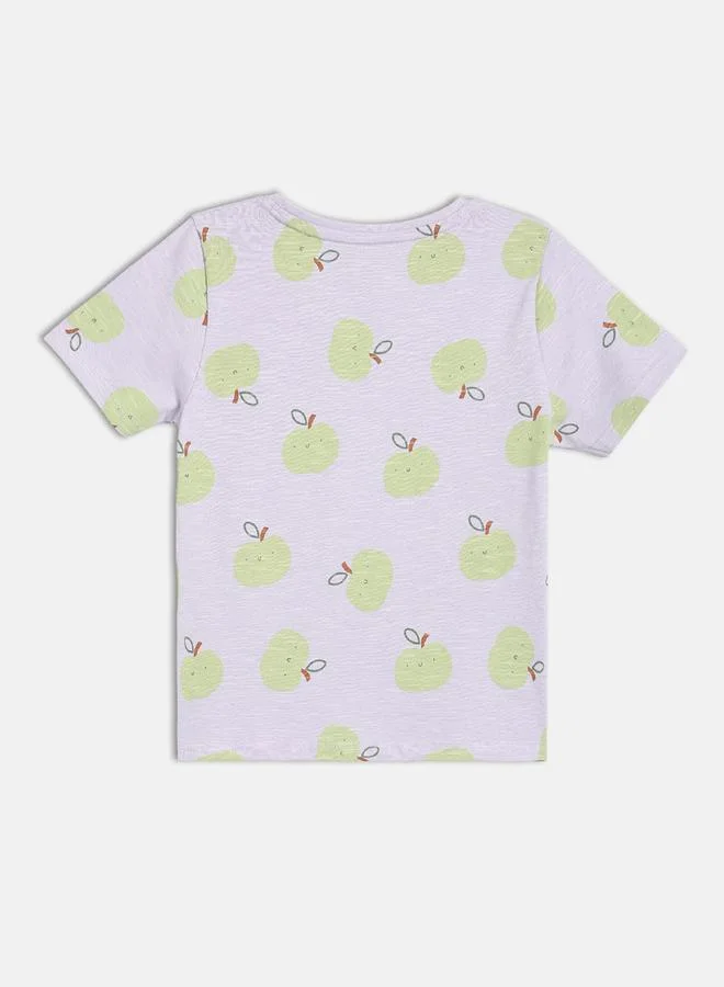 MINIKLUB Girls Apple Print Short Sleeve T-Shirt