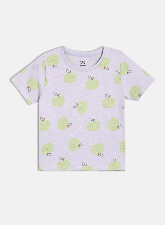 MINIKLUB Girls Apple Print Short Sleeve T-Shirt