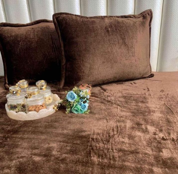 Specially Made for Winter Season Bedsheets Woolen Fabric Warm Super Soft Double Bed Bedsheet with 2 Pillow Covers Warm Fitted BedSheet Solid Plain bedsheet Size72x78 Inches  - Image 1