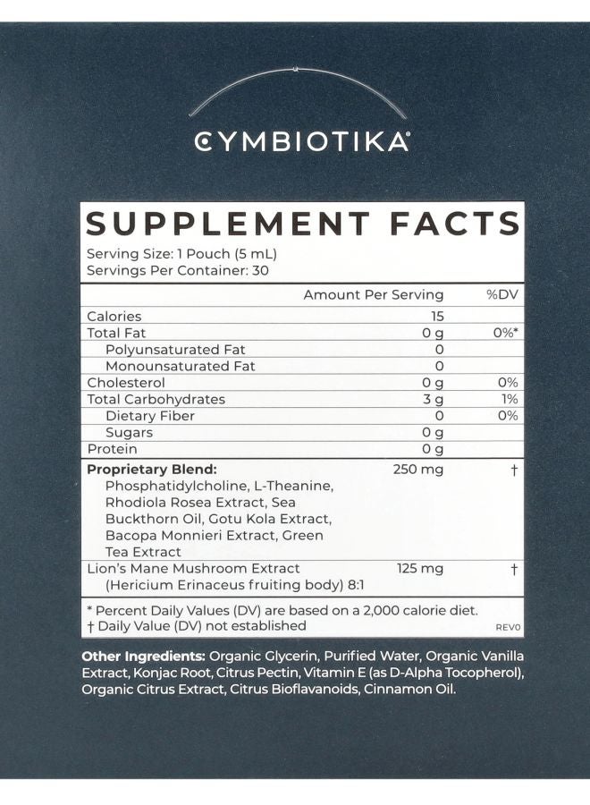 Cymbiotika Golden Mind Brain Health Vanilla Chai 30 Pouches 5 ml Each - Image 2