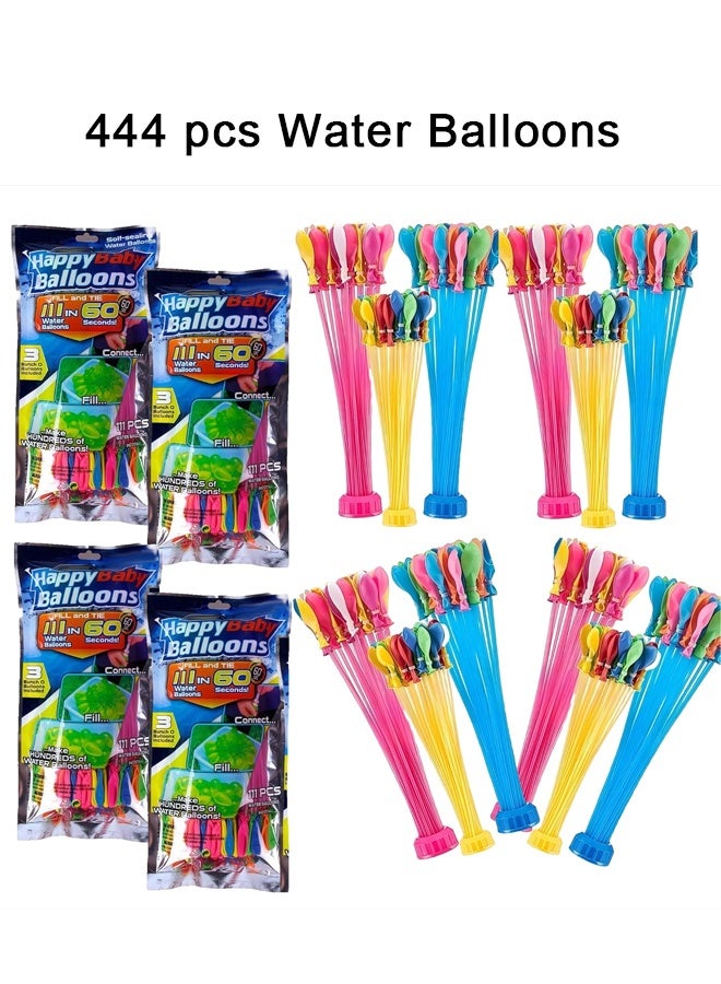 عبوة من 4 بالونات مائية ذاتية الغلق (444 بالونة مائية) بالونات فورية سهلة التعبئة السريعة مع متعة الرش في 60 ثانية - تعبئة سريعة لحفلات الأطفال والكبار - Image 1