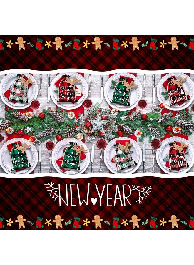 24 Pieces Christmas Burlap Gift Bags Christmas Treat Bags With Drawstrings Small Christmas Gift Goody Bags For Xmas Holiday New Year Party Favors Supplies, 12 Designs (7 X 5 Inch,Fresh Style)