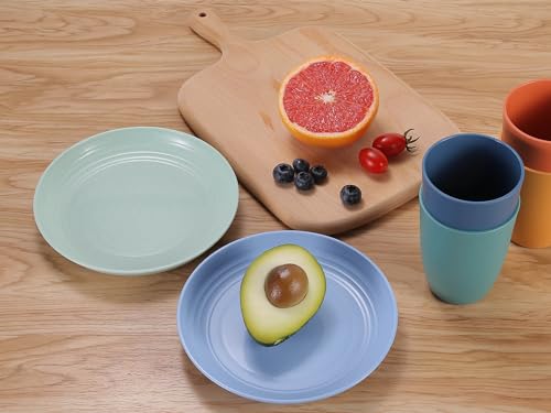 LuckyZone 7 Inches Small Unbreakable Wheat Straw Plates - Reusable Plate Sets of 4 - Dishwasher & Microwave Safe - Perfect for Dinner Dishes - Healthy, BPA Free & Eco-Friendly (7 Inches) - Image 5