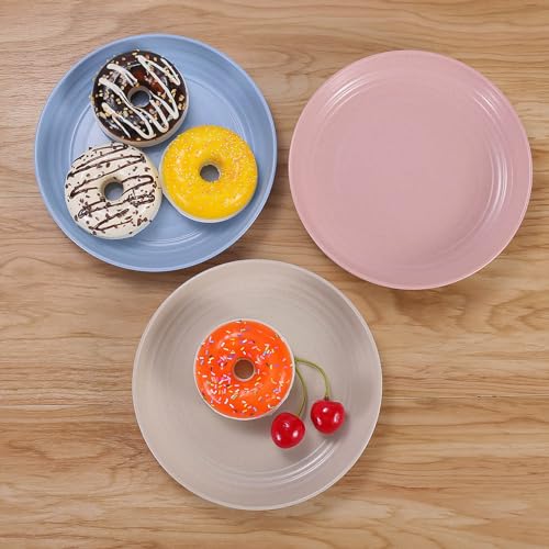 LuckyZone 7 Inches Small Unbreakable Wheat Straw Plates - Reusable Plate Sets of 4 - Dishwasher & Microwave Safe - Perfect for Dinner Dishes - Healthy, BPA Free & Eco-Friendly (7 Inches) - Image 4