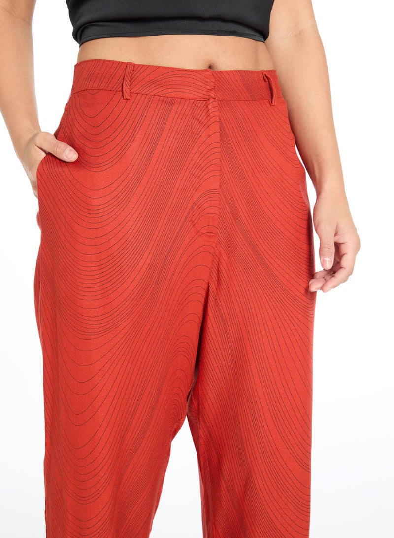 The Label Life Rust Wave Graphic Print Pants – Trendy & Comfortable - Image 4