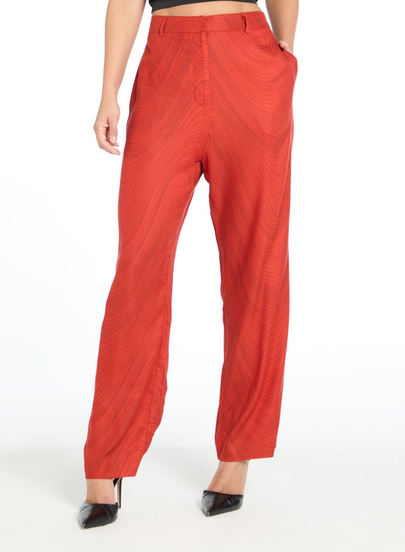The Label Life Rust Wave Graphic Print Pants – Trendy & Comfortable - Image 1
