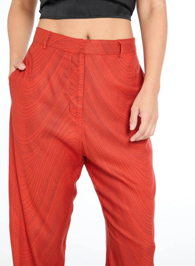 The Label Life Rust Wave Graphic Print Pants – Trendy & Comfortable