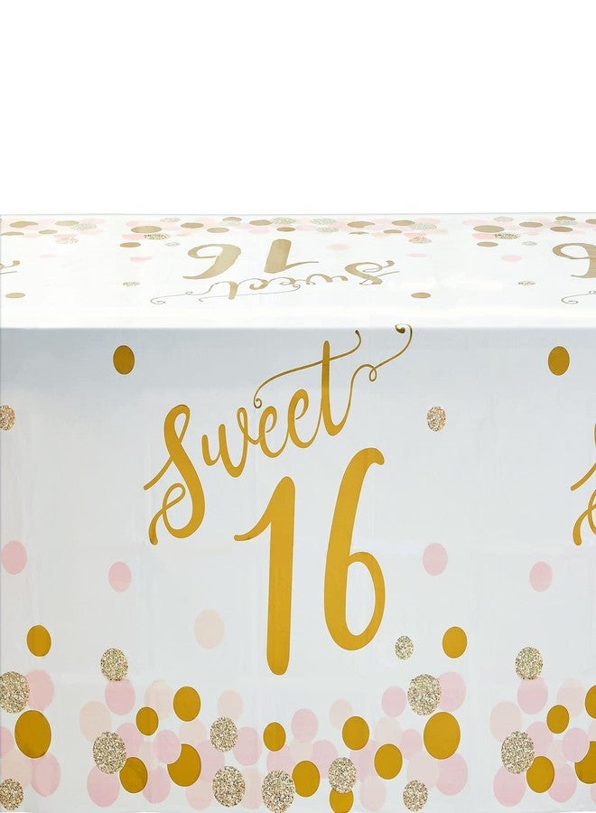 BLUE PANDA Rose Gold Sweet 16 Dinnerware Set - Kit for 24 Guests with Sweet 16 Plates & Napkins - Disposable Design & 16th Birthday Party Supplies - Table Cover & Banner, Rose Gold, 170-Piece Set - Image 3