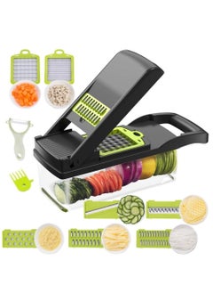 ELTRAZONE Vegetable Chopper Mandoline Slicer Cutter Chopper and Grater 11 in 1 Interchangeable Blades with Colander Basket and Container  - Image 1