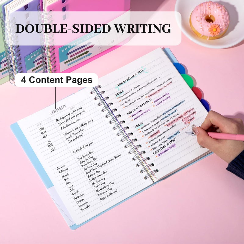 FLYING EAGLE 5 Subject Notebook Wide Ruled Spiral Notebook 5x7, A5 Small Notebook with Remoable Dividers, Hardcover Notebooks for Work, 204 Pages Lined Journal for Women, Violet - Image 4