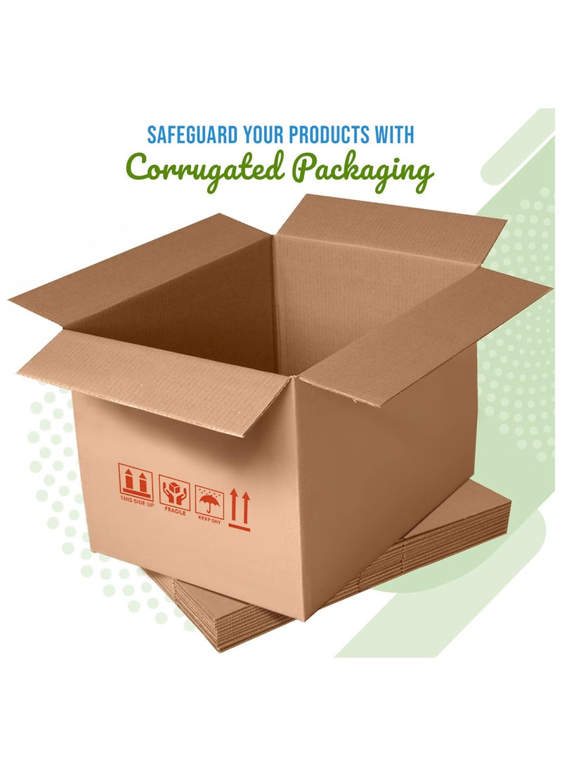 Hi Care Hi-Care Corrugated Cardboard Box 45x45x45cm 5ply Pack of 5 Pcs Carton Box For Moving, Packing, Shipping & Storage Cargo Boxes Storage Boxes Moving Box - Image 4