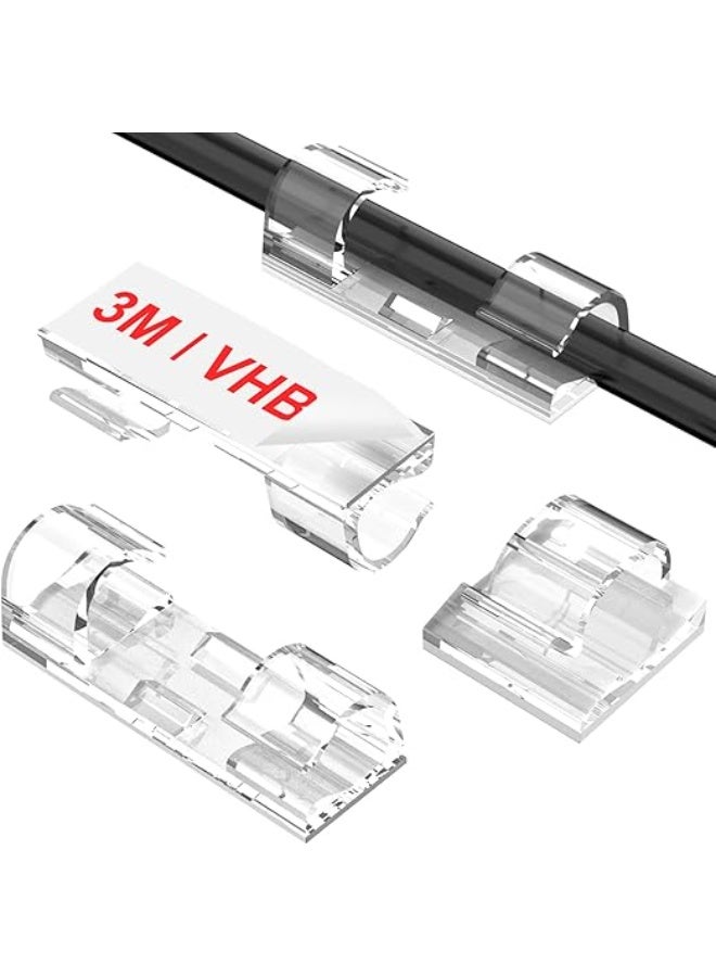Adhesive Cable Clips Clear (40PCS, M), Upgraded Wire Holders for Wall, Strong Cord Organizer Under Desk, Car, PC, Christmas Light Indoor/Outdoor - Image 1