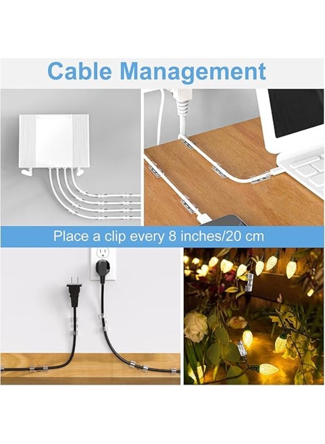 Adhesive Cable Clips Clear (40PCS, M), Upgraded Wire Holders for Wall, Strong Cord Organizer Under Desk, Car, PC, Christmas Light Indoor/Outdoor - Image 3