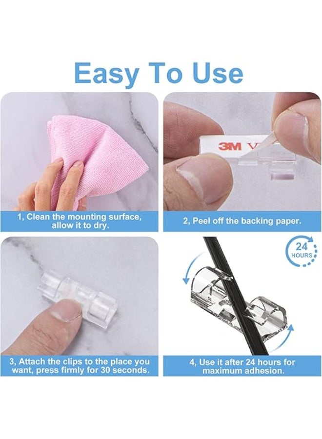 Adhesive Cable Clips Clear (40PCS, M), Upgraded Wire Holders for Wall, Strong Cord Organizer Under Desk, Car, PC, Christmas Light Indoor/Outdoor - Image 4