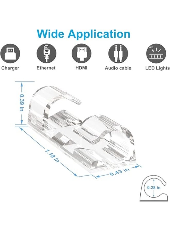 Adhesive Cable Clips Clear (40PCS, M), Upgraded Wire Holders for Wall, Strong Cord Organizer Under Desk, Car, PC, Christmas Light Indoor/Outdoor - Image 5