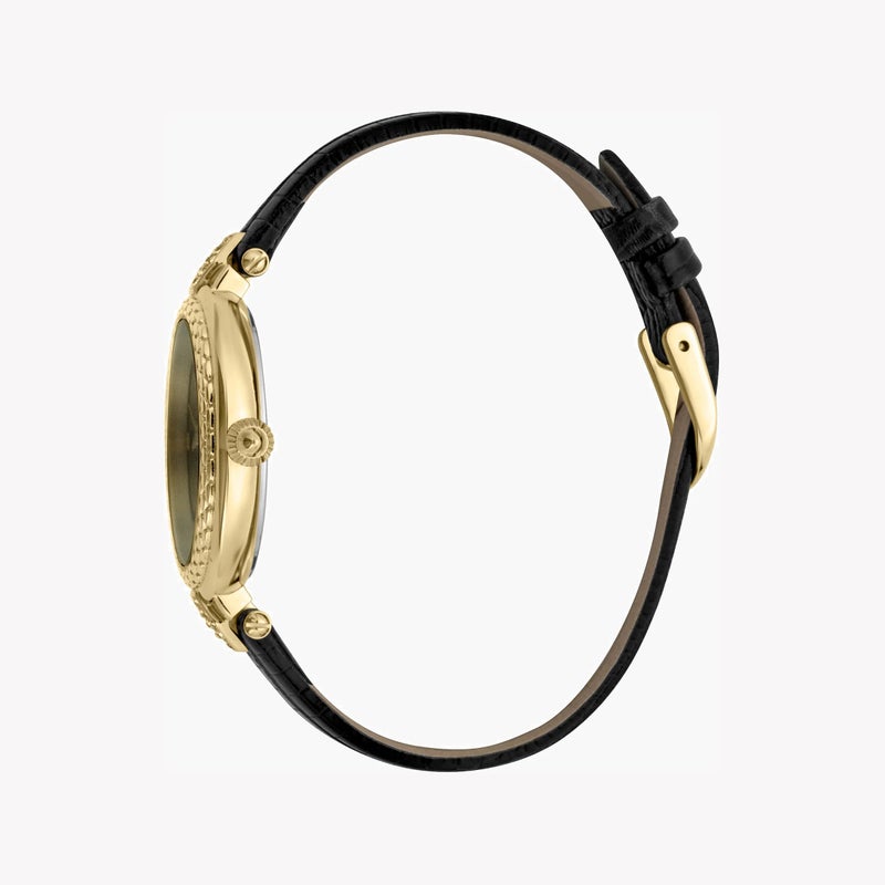 جاست كافالي ساعة جاست كافاللي للنساء بهيكل فولاذي ذهبية وسوار جلدي أسود - Image 3