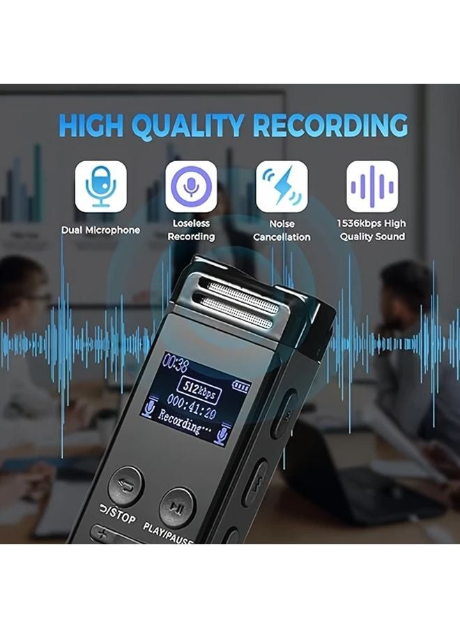 128GB Voice Activated Recorder Noise Reduction MP3 Playback Portable USB Audio Recorder for Lectures Meetings Interviews - Image 2