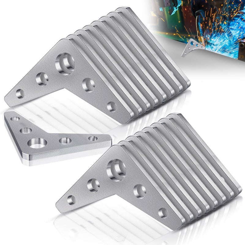 Shimeyao 10 Pack 14 Thick Steel Weld on Gussets 3x3 Heavy Duty 90Degree Triangle Tabs 5 Hole Metal Reinforcement Plate for Welding Table Accessories Structural Support Silver - Image 2