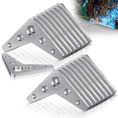 Shimeyao 10 Pack 14 Thick Steel Weld on Gussets 3x3 Heavy Duty 90Degree Triangle Tabs 5 Hole Metal Reinforcement Plate for Welding Table Accessories Structural Support Silver - Image 1