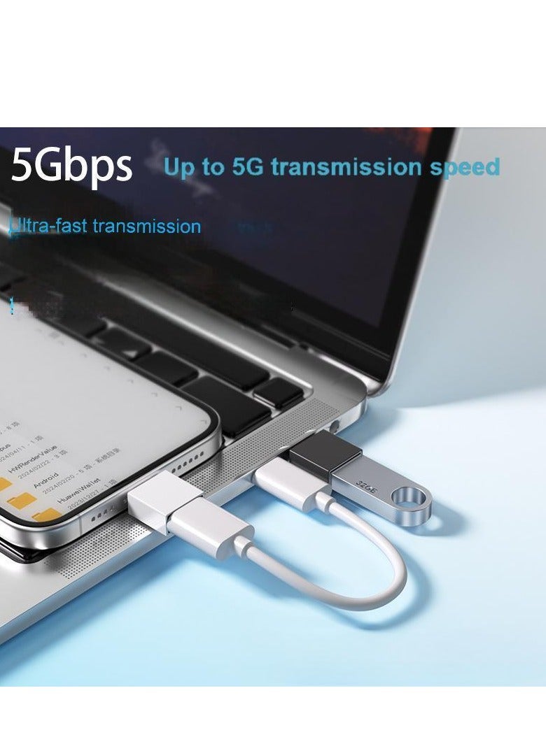 2-Pack USB 3.0 to Type-C Adapter – 5Gbps High-Speed OTG Converter for Charging & Data Transfer – Compatible with Type-C Phones, Tablets, Laptops – USB to USB-C Adapter (Black & White) - Image 3