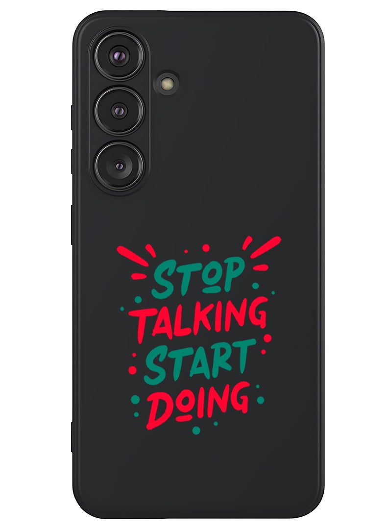 Theodor Protective Slim Fit Case Liquid Silicone Cover with Full Body Protection Anti-Scratch Shockproof Case For Samsung Galaxy S25 Plus (Black) - stop talking - Image 1