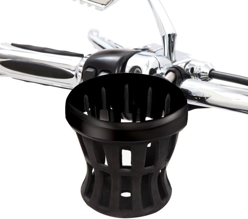 Ciro Black Rubber Drink Holder for Harley - 1-1/4 in. Black Clamp Mount 50615 - Image 1