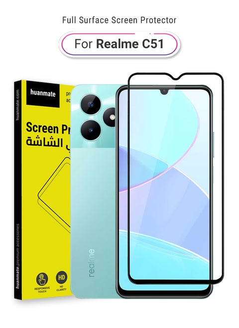 Edge to Edge Full Surface Screen Protector For Realme C51 Black/Clear
