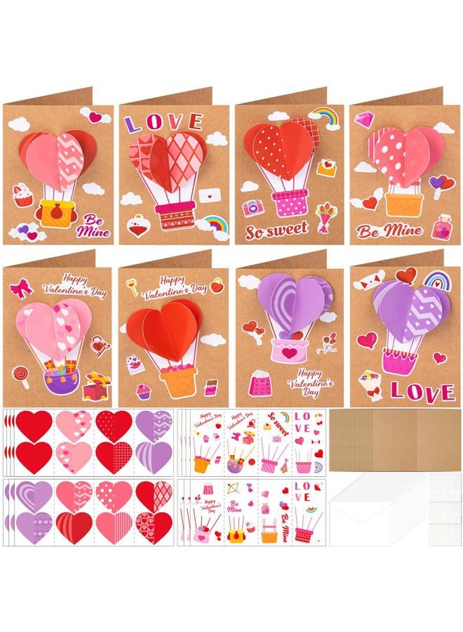 80UncleKimby 28Sets Valentines Day Crafts Card Making Kit DIY 3D Heart Cards with Envelopes Conversation Hearts Arts Craft Classroom Exchange Party Favors Bulk Supplies - Image 1