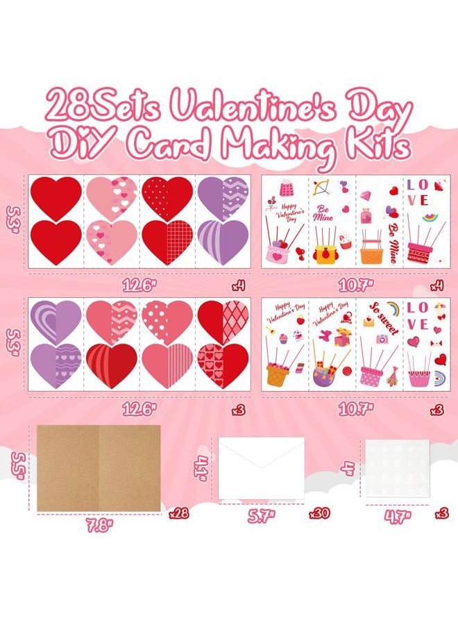 80UncleKimby 28Sets Valentines Day Crafts Card Making Kit DIY 3D Heart Cards with Envelopes Conversation Hearts Arts Craft Classroom Exchange Party Favors Bulk Supplies - Image 3