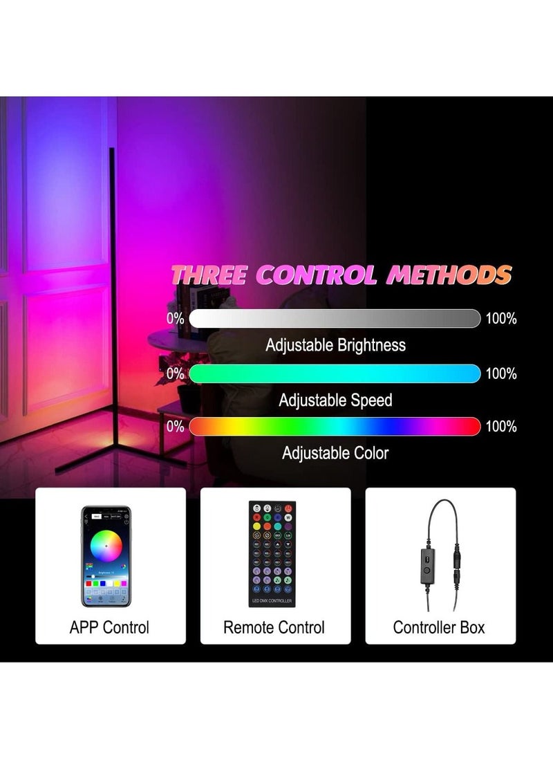 Corner Led Floor Lamp Modern RGB Corner Lamp 356 Mood Lighting Modes, Dimmable 24W LED Corner Lamp  Metal Color Changing LED Corner Light