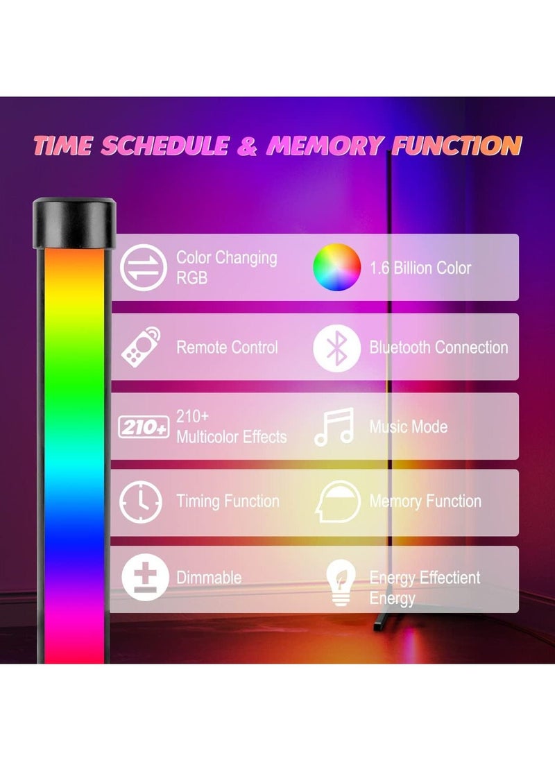 Corner Led Floor Lamp Modern RGB Corner Lamp 356 Mood Lighting Modes, Dimmable 24W LED Corner Lamp  Metal Color Changing LED Corner Light