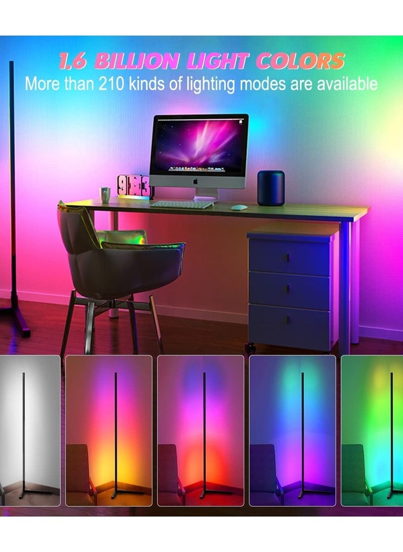 Corner Led Floor Lamp Modern RGB Corner Lamp 356 Mood Lighting Modes, Dimmable 24W LED Corner Lamp  Metal Color Changing LED Corner Light
